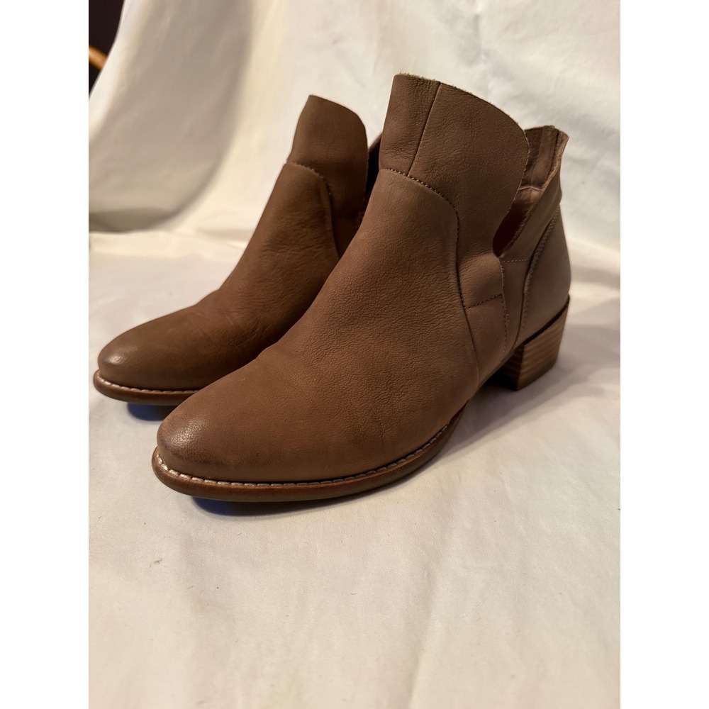 Seychelles Brown Leather Split Shaft Ankle Boots Womens Size 6 Block Heel Bootie
